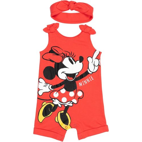 Disney Minnie Mouse Winnie The Pooh Lion King Lilo & Stitch Simba Romper and Headband Newborn to Toddler - 3-6 Months - Red