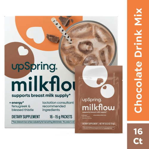 UpSpring Milkflow Lactation Supplement, Fenugreek & Blessed Thistle, Chocolate, 16 Count