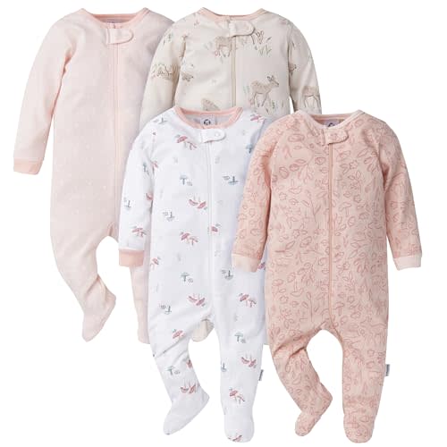 Gerber Baby Girls' 4 Pack Sleep 'N Play Footie