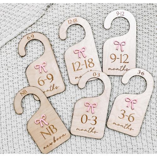 Baby Closet Dividers, NB-24M Wooden Clothes Size Markers, Wood Baby Closet Organizers