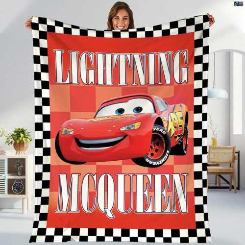 Lightning McQueen Fleece Blanket, Disneyland Pixar Cars Movie Blanket, Birthday Blanket, Disneyland Movie Throw Blanket For Bed Couch Sofa