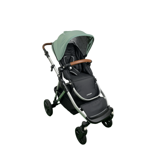 Mockingbird Single to Double 2.0 Stroller, 2024, Sage, Silver With Penny Leather, Watercolor Drops