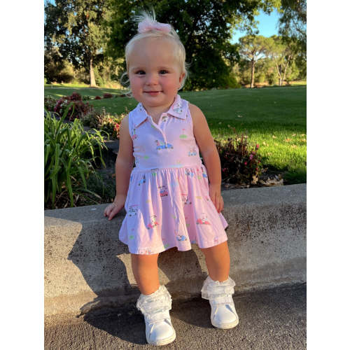 Tennis Tank Bodysuit Dress, Golf Carts Pink