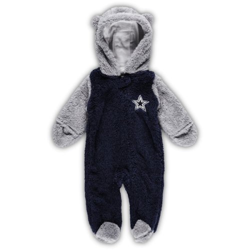 Dallas Cowboys Newborn & Infant Game Nap Teddy Fleece Bunting Full-Zip Sleeper - Navy/Gray