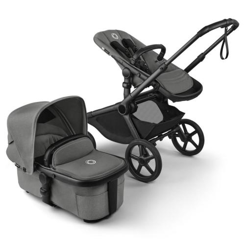 Bugaboo Kangaroo Complete Single-to-Double Stroller - Black / Moon Grey / Moon Grey