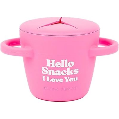 Bella Tunno Happy Snacker – Spill Proof Snack Cups for Toddlers and Babies, Snack Containers Made from Silicone BPA Free, Soft Opening & Removable Lid (Hello Snacks)
