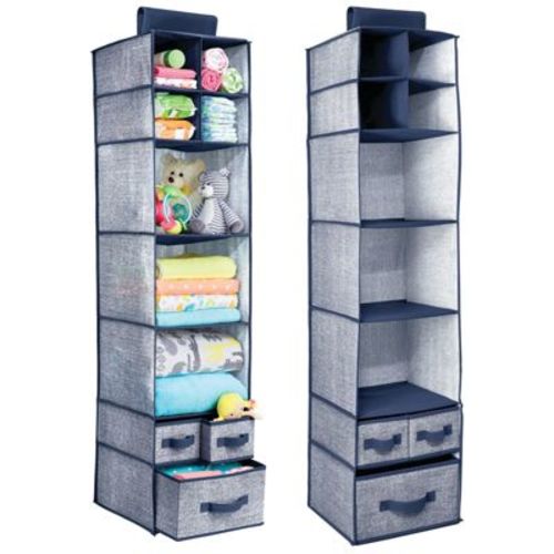 Mdesign Aldo Kids Over Closet Rod Nursery Storage Organizer With Drawers, 2 Pack - Navy