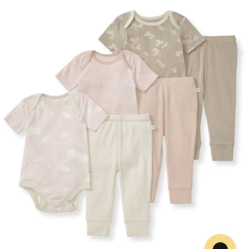 Whimsical Floral Organic Short Sleeve Bodysuit and Pant Set 3 Pack - 3-6m