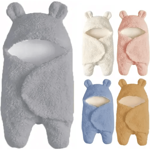 Baby Swaddle Blanket Boys Girls Cute Plush Receiving Blanket Ultra-Soft Newborn Sleeping Wraps for Infant 0-6 Months - Grey