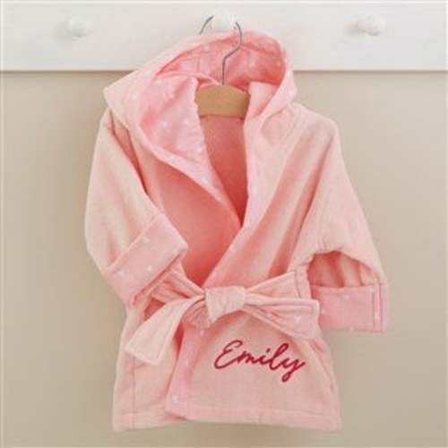 Embroidered Baby Bath Robe - Pink