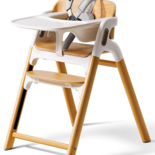 Momcozy DinerPal Wooden High Chair for Babies, Toddlers & Adults Up to 308 Lbs, Convertible Baby Highchair with Food-Grade Tray, Dishwasher-Safe, Adjustable & Ergonomic, Natural Wood