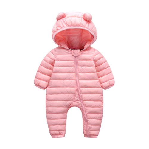 RXIRUCGD Baby New Winter Solid Color Down Long Sleeved Hooded Jacket Baby Solid Color Long Sleeved Hooded Casual Outdoor Jacket Climbing Suit( Pink, Size:3 Months )