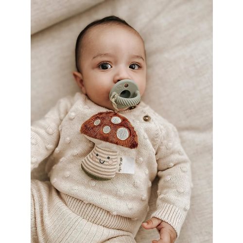 Itzy Ritzy Pacifier and Lovey Set; Detachable Plush Mushroom and Coordinating Green Silicone Pacifier; Ideal for Ages 0 Months and Up, Mushroom - 1 Count (Pack of 1) - Pacifier & Lovey Set