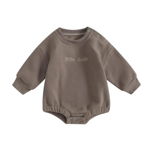 VISGOGO Newborn Infant Baby Boy Girls Oversized Romper Little Dude Sweater Onesie Coming Home Outfit Neutral Clothes