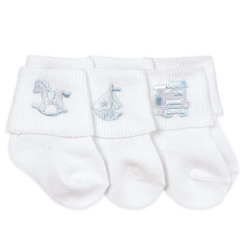 JEFFERIES BABY BOY APPLIQUE TURN CUFF SOCKS 3 PACK – Little Bear Smocks