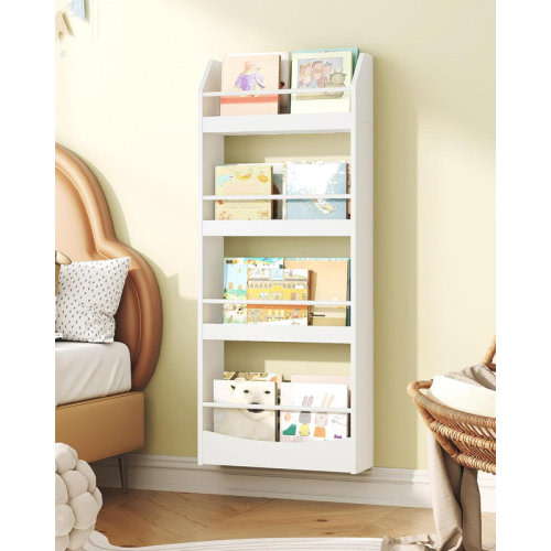 Ebern Designs 4-tier Wall-mount Kids Bookshelf White | Wayfair
