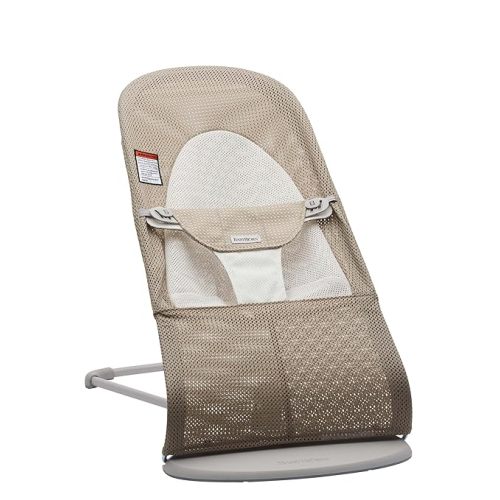 BabyBjörn Bouncer Balance Soft, Gray Beige/White, Mesh | 2-in-1 Adjustable Baby Bouncer Seat and Toddler Chair, Newborn to Toddler (8-29 lbs), 4 Positions, Lightweight & Portable