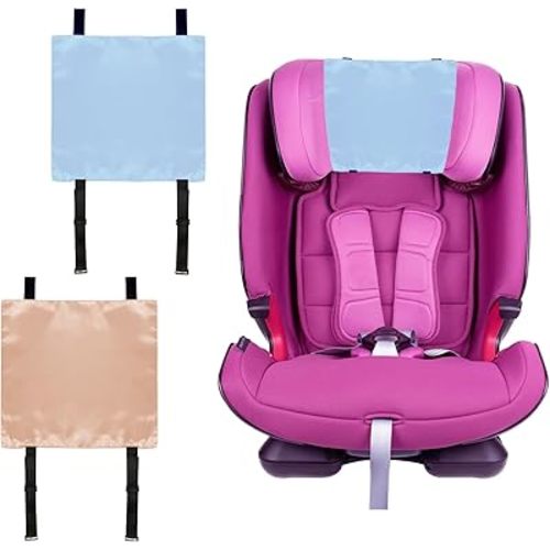 2 PCS Satin Car Seat Headrest Cover for Babies, Soft Silk Feeling Headrest Cover for Hair Protection, Satin Baby Car Seat Hair Protector (Blue+Yellow)