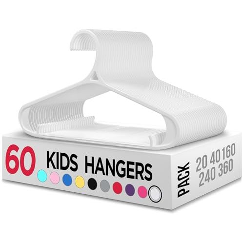 Utopia Home Kids Hangers - 11 Inch Plastic Baby Hangers for Closet - Infant or Childrens Hangers for Clothes 60 Pack (White)
