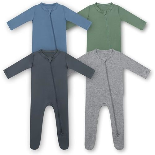 HAPIU Rayon from Bamboo Baby Footed Pajamas, 2 Way Zipper YKK, Footie for Baby Boy Girls, Newborn-24 Months