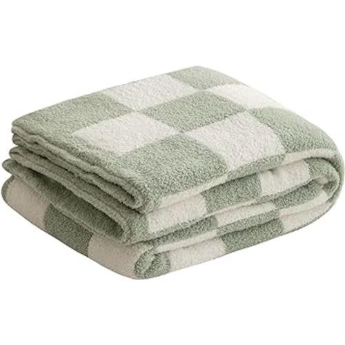 Sage Green Checkered Throw Blanket - Soft Cozy Breathable All Seasons Plaid Blanket Gingham Home Decor for Couch and Bed(51"x63",Sage Green)