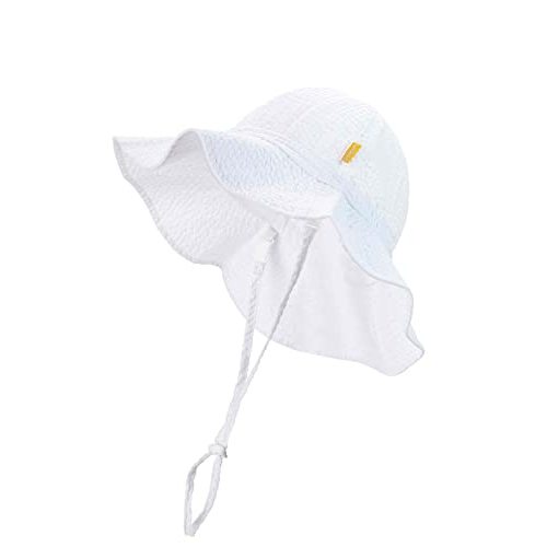 DASMINI Baby & Toddler Wide Brim Sun Hats UPF 50+ Sun Protection Bucket Cap Cute Adjustable Hat in Seersucker
