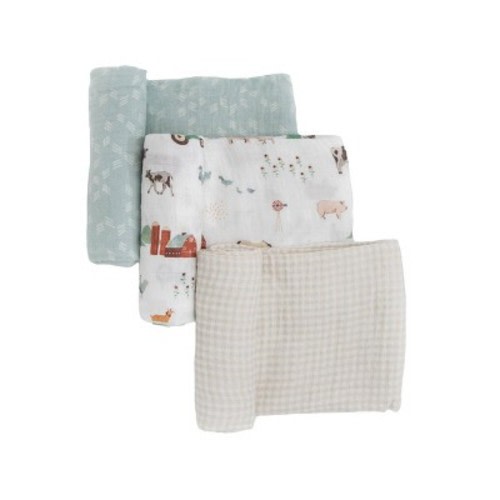 Little Unicorn Cotton Muslin Swaddle Blanket - 3pk, Color: Farmyard