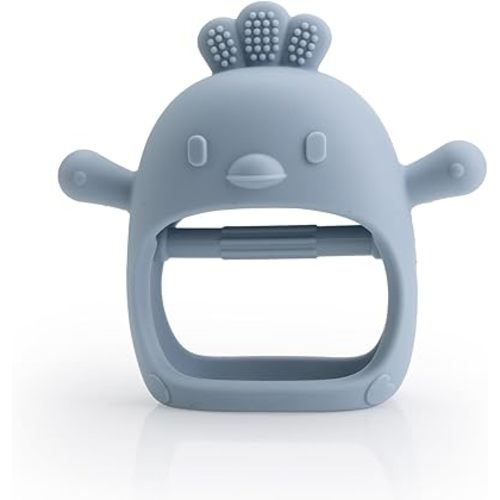 Easter Silicone Baby Teether for 3-12 Months Easy-Grip Chick Animal Teething Toy with Massage Bumps Infant Gum Relief Sensory Toy (Dusty Blue)