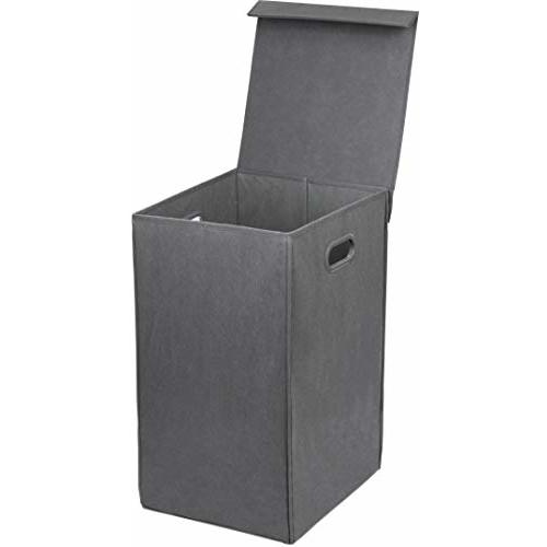 Simple Houseware Foldable Laundry Hamper Basket with Lid, Dark Grey
