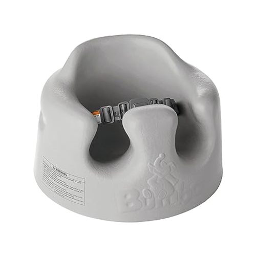 Bumbo Baby Floor Seat – Portable Infant Booster Chair for Sitting Support, Activity and Feeding, 15" x 15" x 9.3", Cool Gray - Cool Grey