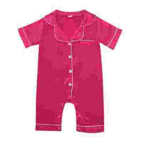 Baby onesie Pajamas Satin Silk Pjs Sleepwear onesie Short Sleeve Lapel Collar Button Down Girls' Fashion Pajamas for Toddler Girls 0-3 Months