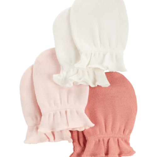 Pink/White Baby 3-Pack Mittens | Carter’s Oshkosh Canada