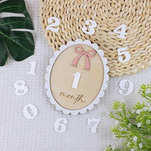Wooden 3D Baby Monthly Milestone Cards Monthly Milestone Discs Newborn Photography Props Baby Announcement Sign Baby (BBL4)