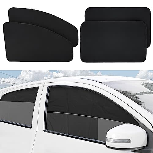 XCBYT Car Window Shades, 4 Pack Privacy Curtains, Sun Shades for Baby, 100% Light Block for Car, Camping, Napping, Sleeping, Breastfeeding, Cloth Changing