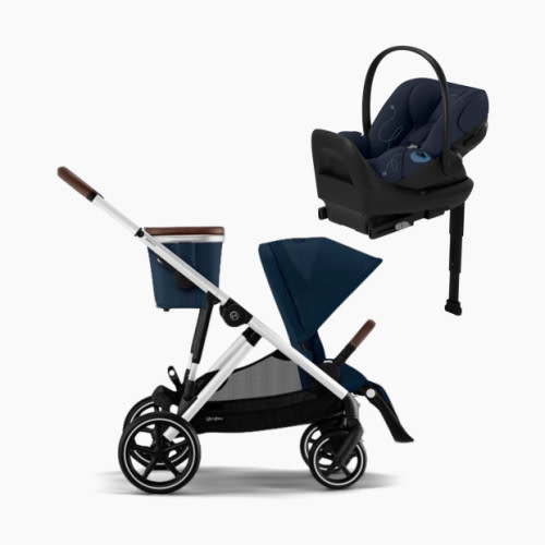 Cybex Gazelle S 2 Single to Double Stroller + Cloud G Lux Travel System - Ocean Blue/Silver Frame