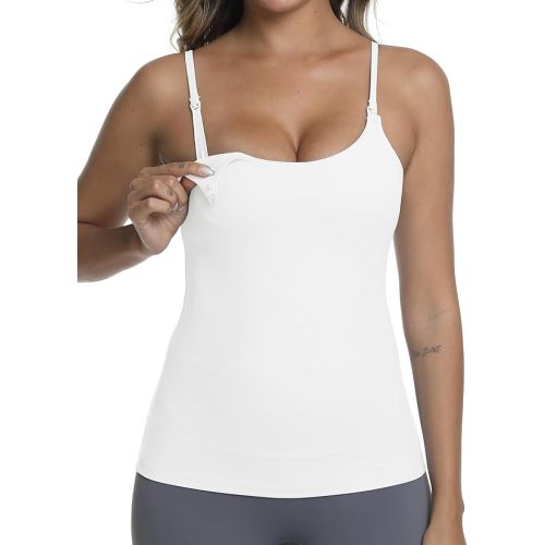 Nursing Tank Tops for Breastfeeding U Neck Maternity Tops Pregnancy Shirts Camisoles with Built in Bra