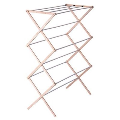 Household Essentials Wood Clothes Dryer White: Light Brown Drying Rack, 25 Lb Capacity, No Assembly Required