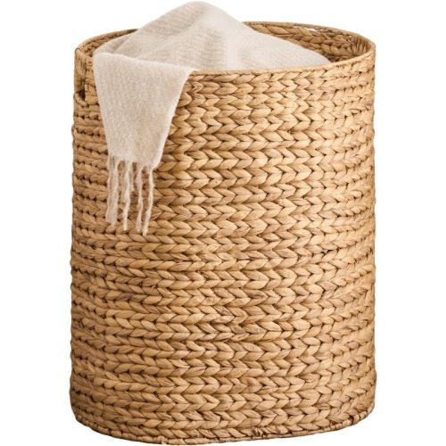Solhome Ludmila Water Hyacinth Woven Full Oval Laundry Hamper 17.7" X 15" X 21.7" Natural Brown