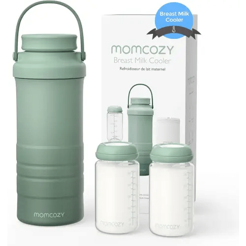 Momcozy 22oz Portable Breast Milk Cooler for Outdoor, 360°Total Cooling for 24Hours, Larger Capacity Travel Breastmilk Chiller with 2pcs Baby Bottles for Breastmilk Storage, Breastfeeding Essentials