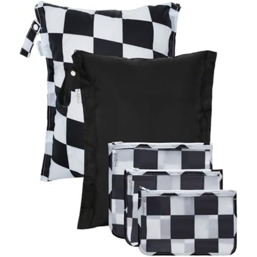 babygoal Waterproof Wet Dry Bags 2 Pack with 3pcs Clear Travel Bags for Beach, Baby Cloth Diapers, Swimsuit, Pump Parts, Pool, Gym, Toiletries,Makeup Cosmetics 5LNKT02-B