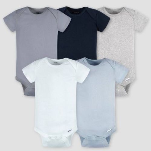 Gerber Baby 5pk Tonal Short Sleeve Bodysuit - Brown Newborn