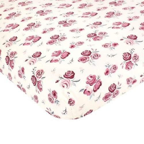 Hudson Baby Infant Girl Cotton Fitted Crib Sheet, Rose, One Size
