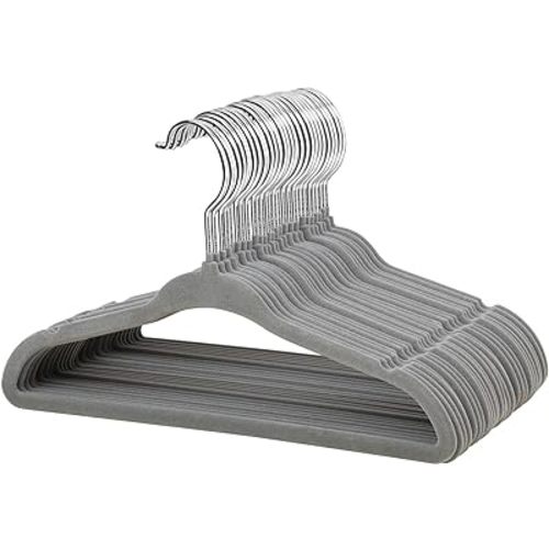 ManGotree Baby Clothes Hangers, Velvet Kids Toddlers Coat Hangers with Ultra Thin & Non-Slip Design (30 Pack, Gray)