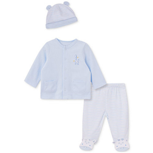 Baby Boys or Baby Girls 3-Pc. Cardigan, Footed Pants, & Hat Set