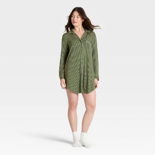Women's Cloud Knit Notch Collar Long Sleeve Nightgown - Auden™