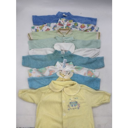 Lot Of 9 Vintage Baby Clothes Jumpsuit Terry Cotton Triplets Brand Small-Large