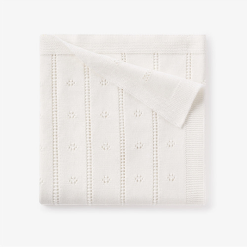 Elegant Baby Pointelle Knit Baby Blanket - Cream
