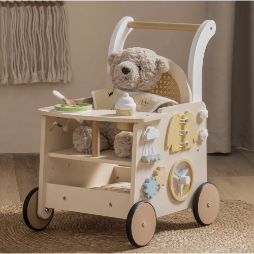 Wooden Baby Push Walker | Rattan