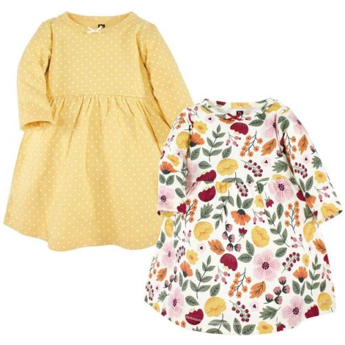 Hudson Baby Girl Cotton Dresses, Fall Botanical, 12-18 Months