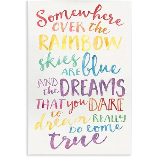 The Kids Room by Stupell Somewhere Over The Rainbow Watercolors Wall Plaque, 10x15, Design by Artist Erica Billups